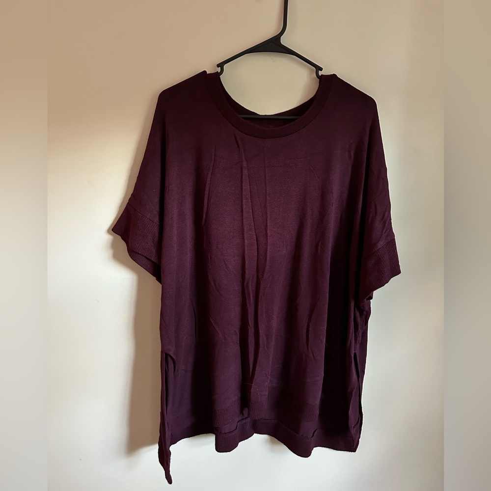 Livi Burgundy Short Sleeve Sweater Size 18/20